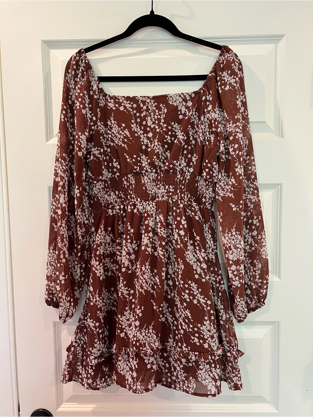 Altar’d State Loretta Floral Fit & Flare Mini Dress Brown Boho M - Picture 9 of 11